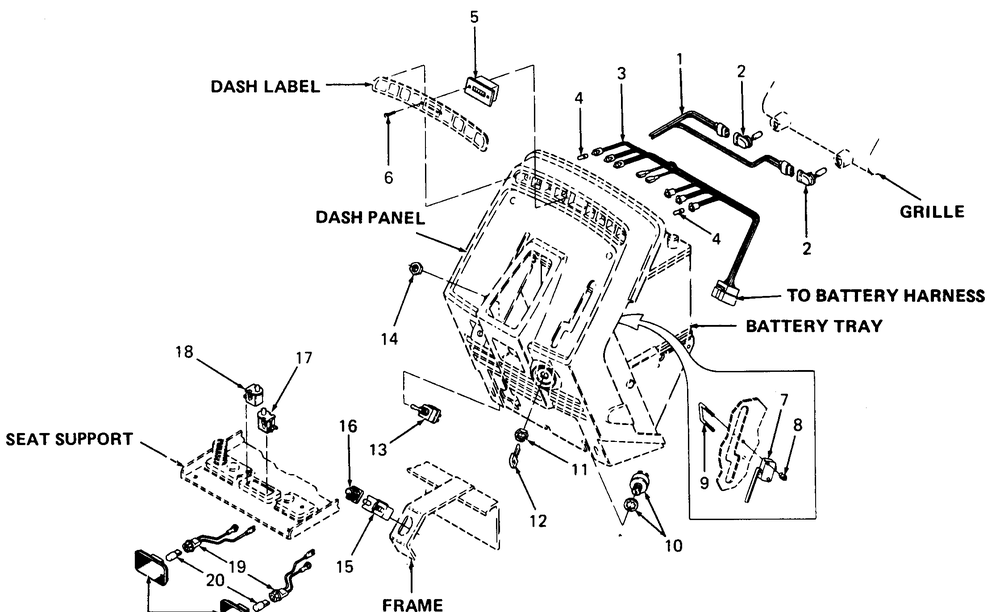 Electrical Diagram and Parts List for 1860 800000-821059-140661100-141661100 Cub Cadet Lawn Tractor